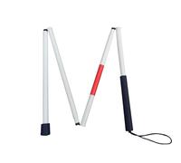Night Reflective Blind Walking Stick Aluminum Alloy Folding Cane 4-section Walking Stick Crutch with Elastic Strap for Blind People