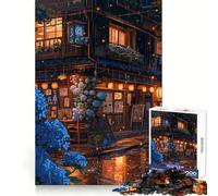 Night Restaurant Anime Jigsaw Puzzles 1000 Pieces for Teenagers Recall Upgrade Calming Play Clear Cut Lovely Gift (38x52cm)