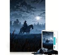 Night Rider on Horseback Hard Jigsaw Puzzle for Adults 1000 Pieces Brain Skill Together Fun Exact Edge Creative Gift (38x26cm)