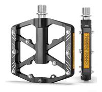 Night Riding Bike Pedals 9/16" Reflective Stickers Anti-Slip | CNC machined for surface, sealed three bearings, low profile design, 101x118mm size, night visibility