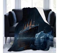 Night Scene Titanic Fleecedecke Black Kuscheldecke Überwurf Decke Weiche Sofadecke Bettdecke, Flauschig Weicher Überwurf Couchdecke für Reisen und Camping 180x200 cm