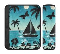 Night Sea Shore Tree Boar Black 2 Pack seat Belt Pads Protects Your Neck and Shoulders for Airplane Protector para cinturón de carro