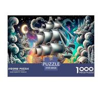 Night Sea Voyage Great Gift Idea 1000 Piece Jigsaw Puzzle -Surreal Cosmic Ship for Adults Men And Women Educational Game Challenge38x26cm/1000pcs