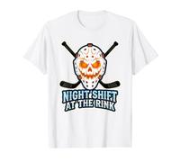 Night Shift At The Rink Hockey Enthusiast Fan Gear Halloween Value Graphic T-Shirt, Men, White, M
