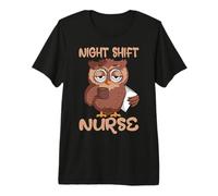 Night Shift Caffeinated Cute Owl Nurse Night Duty Nurses Premium T-Shirt