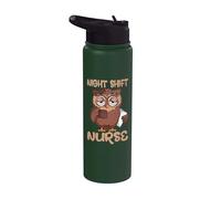 Night Shift Caffeinated Cute Owl Nurse Night Duty Nurses Stainless Steel Insulated Water Bottle