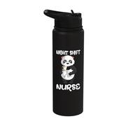 Night Shift Caffeinated Panda Bear Nurse Night Duty Nurses Stainless Steel Insulated Water Bottle