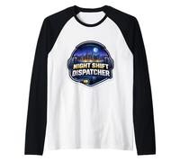 Night Shift Dispatcher 911 Emergency First Responder Skyline Raglan Baseball Tee