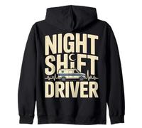 Night Shift Driver Ambulance EMT Paramedic Zip Hoodie