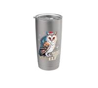 Night Shift Elf Christmas Owl Santa Hat Funny Stainless Steel Insulated Tumbler