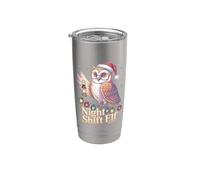 Night Shift Elf Christmas Owl Santa Hat Funny Stainless Steel Insulated Tumbler