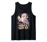 Night Shift Elf Christmas Owl Santa Hat Funny Tank Top