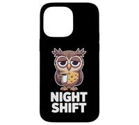 Night Shift Funny Sleepy Owl Coffee Lover Humor Case for iPhone 14 Pro Max
