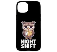 Night Shift Funny Sleepy Owl Coffee Lover Humor Case for iPhone 15 Plus