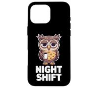 Night Shift Funny Sleepy Owl Coffee Lover Humor Case for iPhone 16 Pro Max