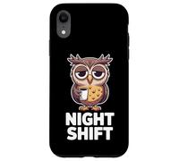 Night Shift Funny Sleepy Owl Coffee Lover Humor Case for iPhone XR