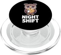 Night Shift Funny Sleepy Owl Coffee Lover Humor PopSockets PopGrip for MagSafe