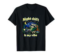 Night Shift is My Vibe Raccoon Cottagecore Night Crew T-Shirt