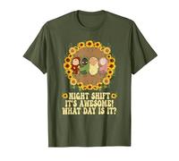 Night Shift It's Awesome! What Day is It Funny L&D Nurse T-Shirt, Men, Olive Green, Medium