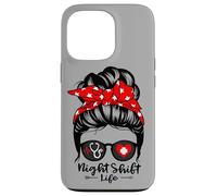 Night Shift Life Messy Bun Hair Funny Night Shift Nurse Case for iPhone 13 Pro