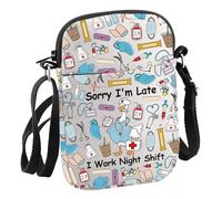 Night Shift Nurse Gift Sorry I’m Late I Work Night Shift Cossbbody Bag Emergency Room Nurse Gift, Work Night Shift C Bag
