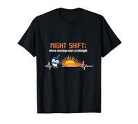 Night Shift Nurse Owl ECG Sunrise Quote Design T-Shirt