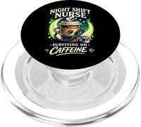 Night Shift Nurse Surviving Caffeine Coffee Stethoscope PopSockets PopGrip for MagSafe