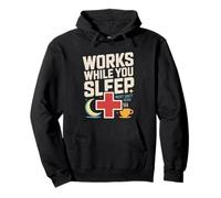Night Shift Nurse Works While World Sleeps Overnight Rn Pullover Hoodie