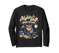Night Shift Owl Crew Coffee Lover Insomniac Remote Worker Long Sleeve T-Shirt