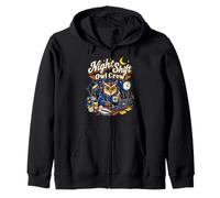 Night Shift Owl Crew Coffee Lover Insomniac Remote Worker Zip Hoodie