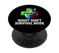 Night Shift Survival Mode Nurse Medical Coffee PopSockets Adhesive PopGrip