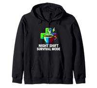 Night Shift Survival Mode Nurse Medical Coffee Zip Hoodie