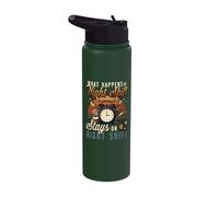 Night Shift Worker Humor What Happens On Night Shift Stainless Steel Insulated Water Bottle