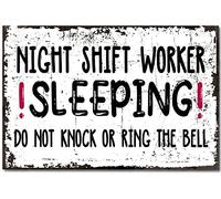 Night Shift Worker Sleeping Do Not Knock Or Ring The Bell Aluminum Signs Funny Tin Sign Metal Art Poster Gift Home Cafe Bar Wall Decor Room Door Accessories 8"×12"