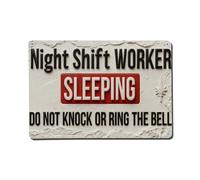 Night Shift Worker Sleeping Do Not Knock Or Ring The Bell Vintage Metal Tin Sign Retro Wall Decor, Bar Garage Cafe Kitchen Home Wall Art Poster Decoration 8x12inches