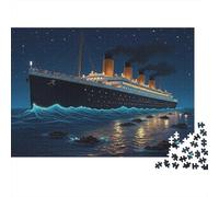 Night Ship Scene 1000 Piece Jigsaw for Adults Thick Paper Educational Puzzle Ocean Liner Game Wall Decor Brain Training 52x38cm/1000pcs