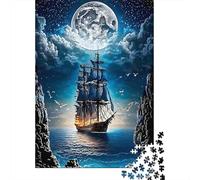 Night Ship Voyage Premium Cardstock Jigsaw Puzzle 1000 Pieces Impossible Hard Difficult for Relaxation & Gift Giving 52x38cm/1000pcs