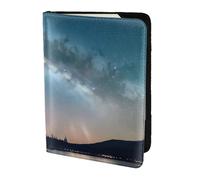 Night Sky And Trees Print 5.5in Passport Travel Document Wallet Case Stylish Secure Men Women For Travelers, Black, One Size