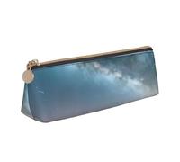 Night Sky And Trees Print Leather Pencil Case Zipper Pencil Multifunctional Stationery Bags