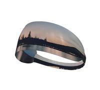 Night Sky And Trees Sports Headband For Men Women Tennis Sweat Band For Workout Sports Headbands Elastic For Running