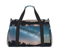 Night Sky and Trees Travel Tote Bag - Large Reusable Shopping Bag, Vacation Tote, Sports Duffel Bag with Adjustable Crossbody Strap, Black, One Size