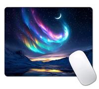 Night Sky Aurora Mountains Mouse Pads for Desk, Portable Computer Small Mouse pad for Wireless Laptop, 9.5" x 7.9" Non-Slip Rubber Base Design Smooth Surface Mousepad for Home & Office & Travel