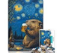Night Sky Beer Capybara 1000 Piece Jigsaw Puzzle for Adults And Teenagers,for Educational Game Challenge Toy for Is Ideal As A Gift for The Whole Family (50x75cm)