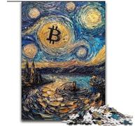 Night Sky Bitcoin Jigsaw Puzzles for Teenagers 1000, for 14+ Train Your Brain And Your Hands Christmas Game Gifts (26x38cm)