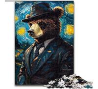 Night Sky Brown Bear 1000 Pieces Jigsaw Puzzles for Adults And Teens, Stress Reliever Staycation Kill Time Enhance Love between Couples (50x75cm)