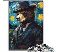 Night Sky Brown Bear 2000 Piece Jigsaw Puzzle for Adults Teens, Educational Games Home Decoration Suitable for Desktop Decoration (70x100cm)