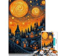 Night Sky Castle Jigsaw Puzzles for Teenagers 1000 Piece,for Educational Game Challenge Toy for Is Ideal As A Gift for The Whole Family (38x26cm)