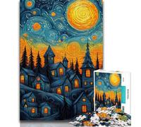 Night Sky Castle Jigsaw Puzzles for Teenagers,Help The Brain Exercise Addictive Toys to Cultivate Patience A Work of Art 50x75cm