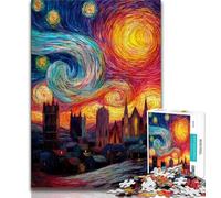 Night Sky City Cityscape Jigsaw Puzzles 1000 Pieces for Adults Teens,Staycation Kill Time with Fully Interlocking Randomly Shaped Pieces 38x26cm