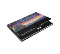 Night Sky Countryside Swirling Stars Slim business card holders with Leather and Stainless Steel credit card holder for Protects Your Cards